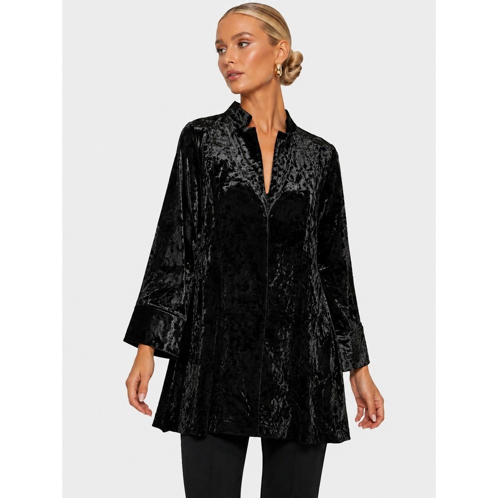 Come N See Black Crushed Velvet Open Front Jacket Cardigan XL
